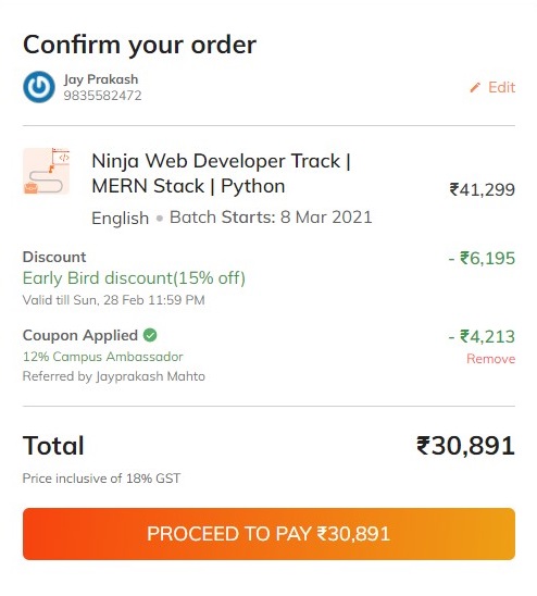 Coding Ninjas Career Track Full Stack Course