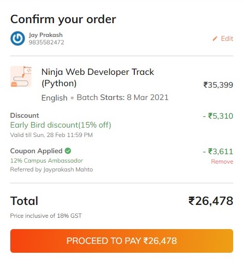 Coding Ninjas Web Developer with Node and React Career Track