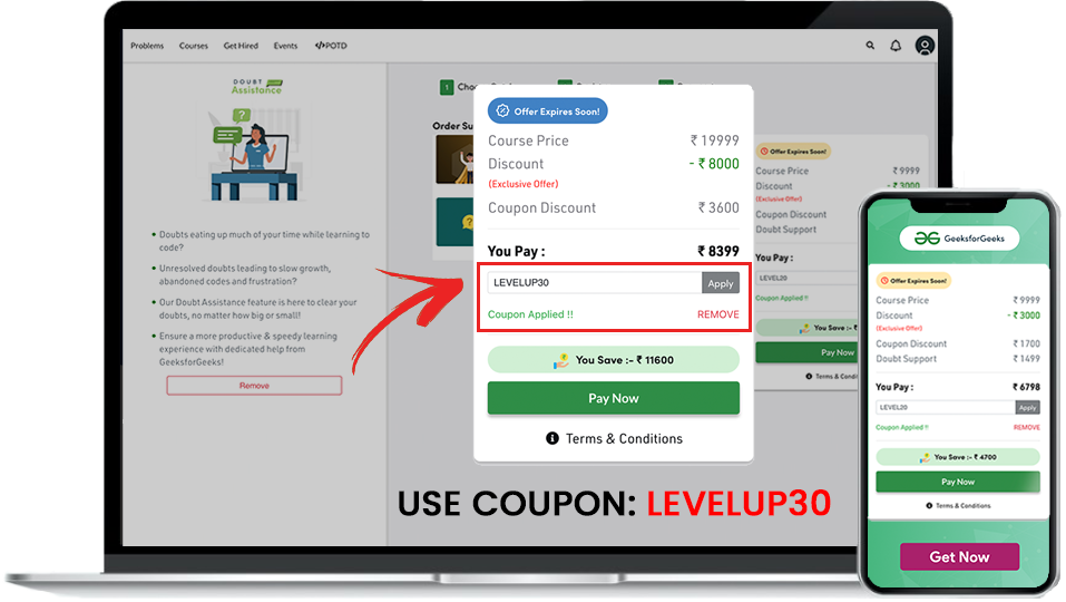 Geeksforgeeks coupon code discount preview